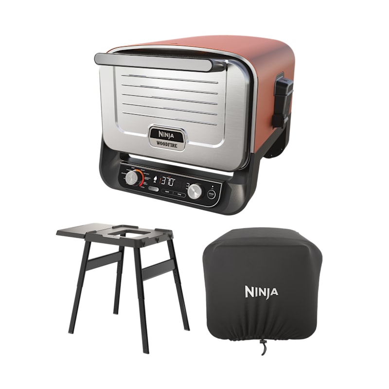 Ninja Woodfire Outdoor Oven, Artisan Pizza Maker and BBQ Smoker with Stand & Cover