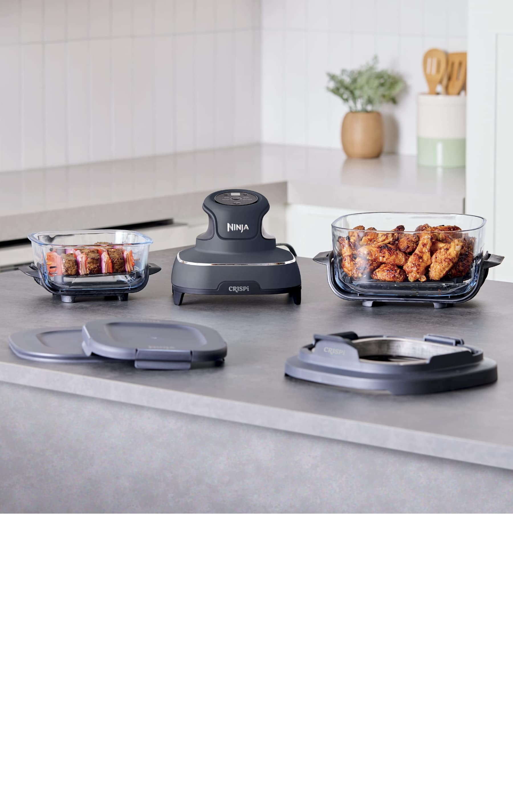 Ninja Crispi® Portable Cooking System with Extra Glass Container, Pink