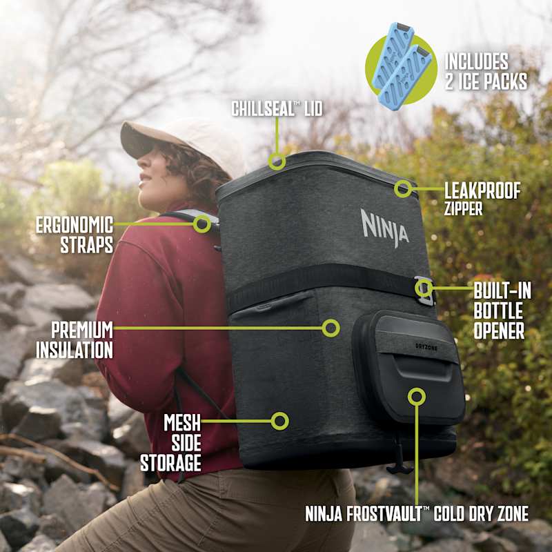 Ninja FrostVault™ 36 Can Backpack Cooler & Crispi Bundle in Gray