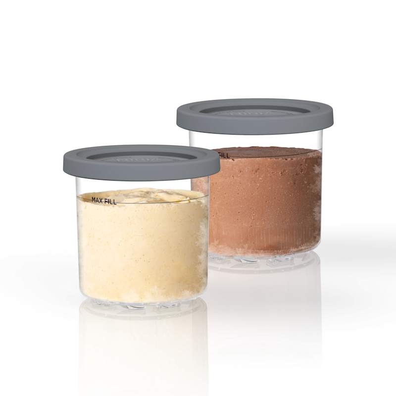Lot de 4 récipients à pinte et couvercles pour Ninja avec 4 cuillères et étiquettes inscriptibles, compatibles avec Ninja NC299 NC300 NC301, accessoires pour machine à crème Ninja NC299 NC300 NC301