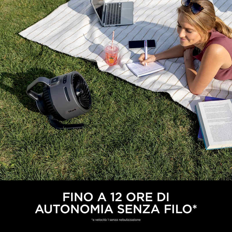 Shark FlexBreeze HydroGo Ventilatore Portatile Con Nebulizzatore – Senza Fili, Silenzioso, 5 Velocità, Resistente A Pioggia E UV, Colore Colomba - 3