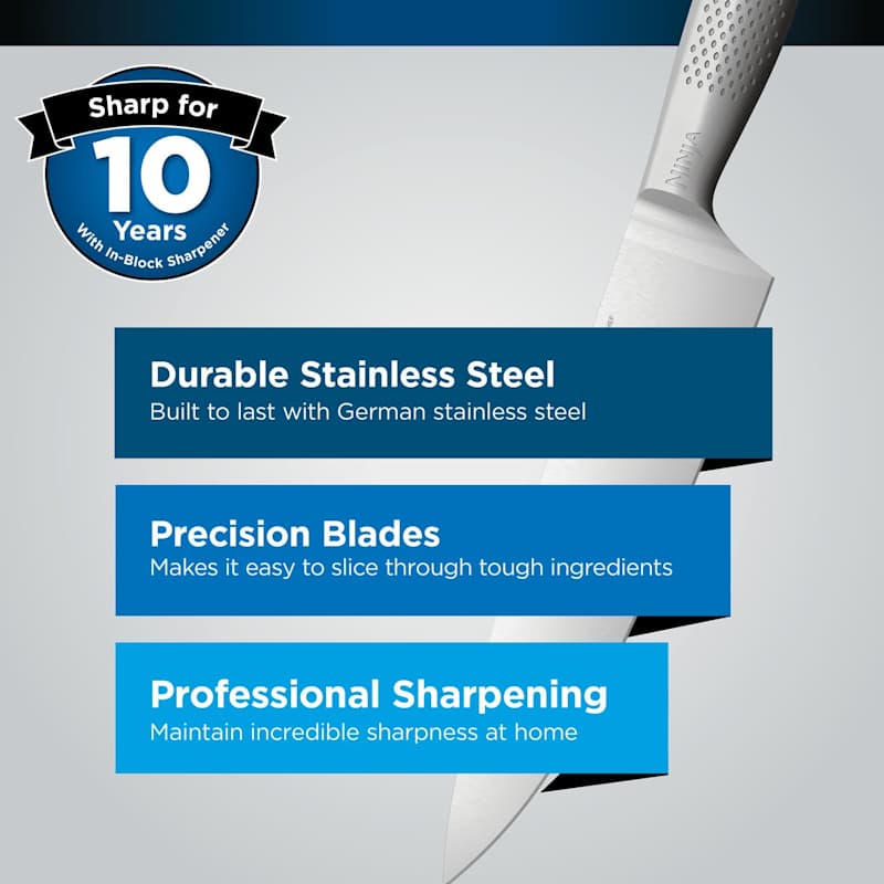 Ninja StaySharp 14-Piece Stainless Knife Set, Wood Block & Built