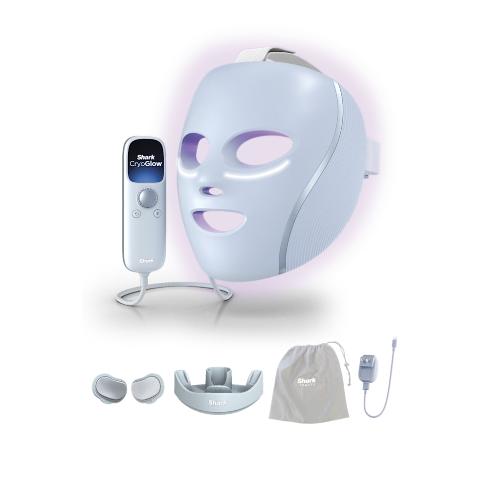 Shark™ CryoGlow™ Red Blue & Infrared iQLED Face Mask & Under Eye Cooling w/ Charging Stand