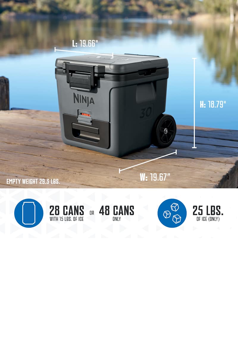 Ninja FrostVault™ 30qt Wheeled Cooler with Dry Zone (Charcoal Gray