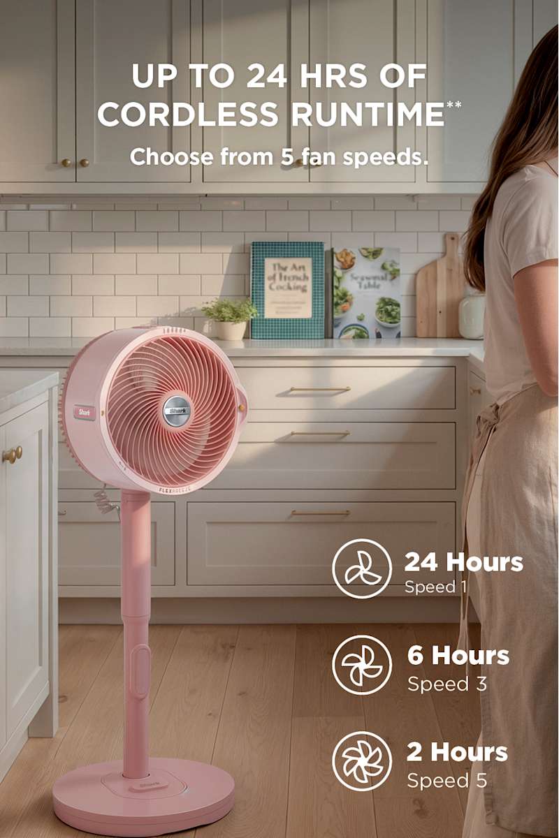 Shark FlexBreeze Pro Mist Indoor & Outdoor Fan in Blush | SharkNinja