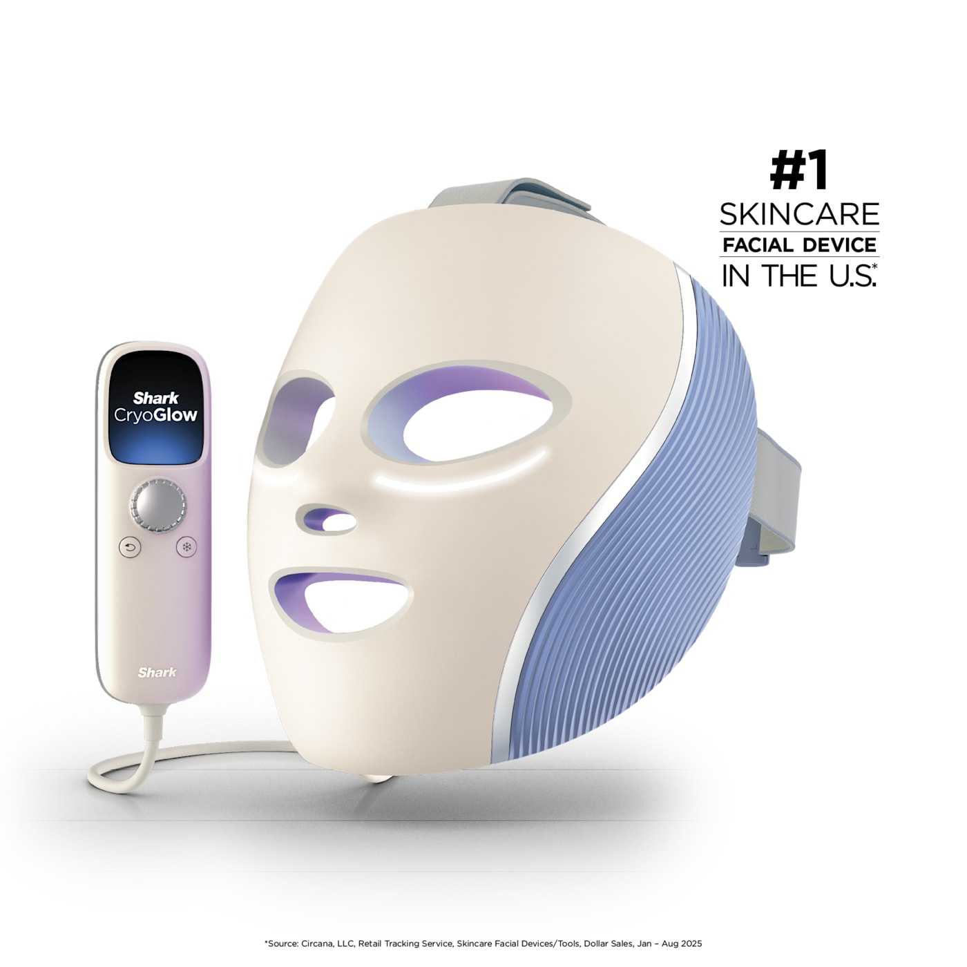 Shark™ CryoGlow™ Red Blue & Infrared iQLED Face Mask & Under Eye Cooling, Starlight Dream