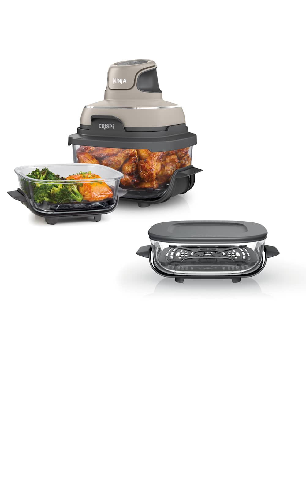 Ninja Crispi® Portable Cooking System with Extra Glass Container, Stone