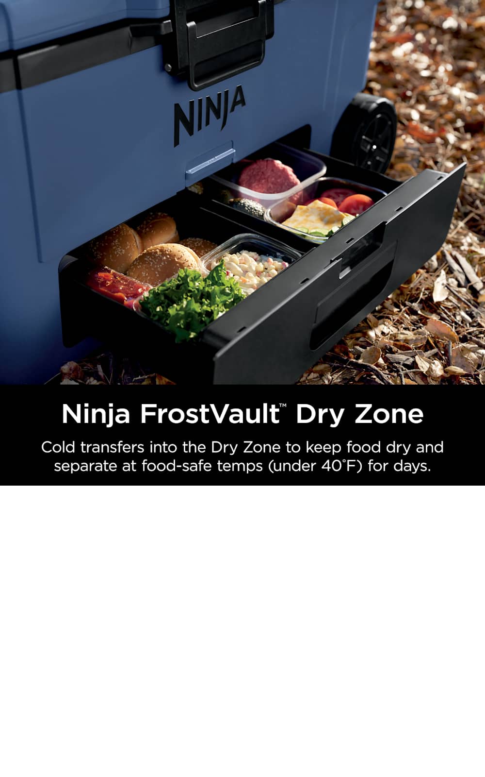Ninja FrostVault™ 65qt Wheeled Cooler with Dry Zone (Lakeshore Blue)
