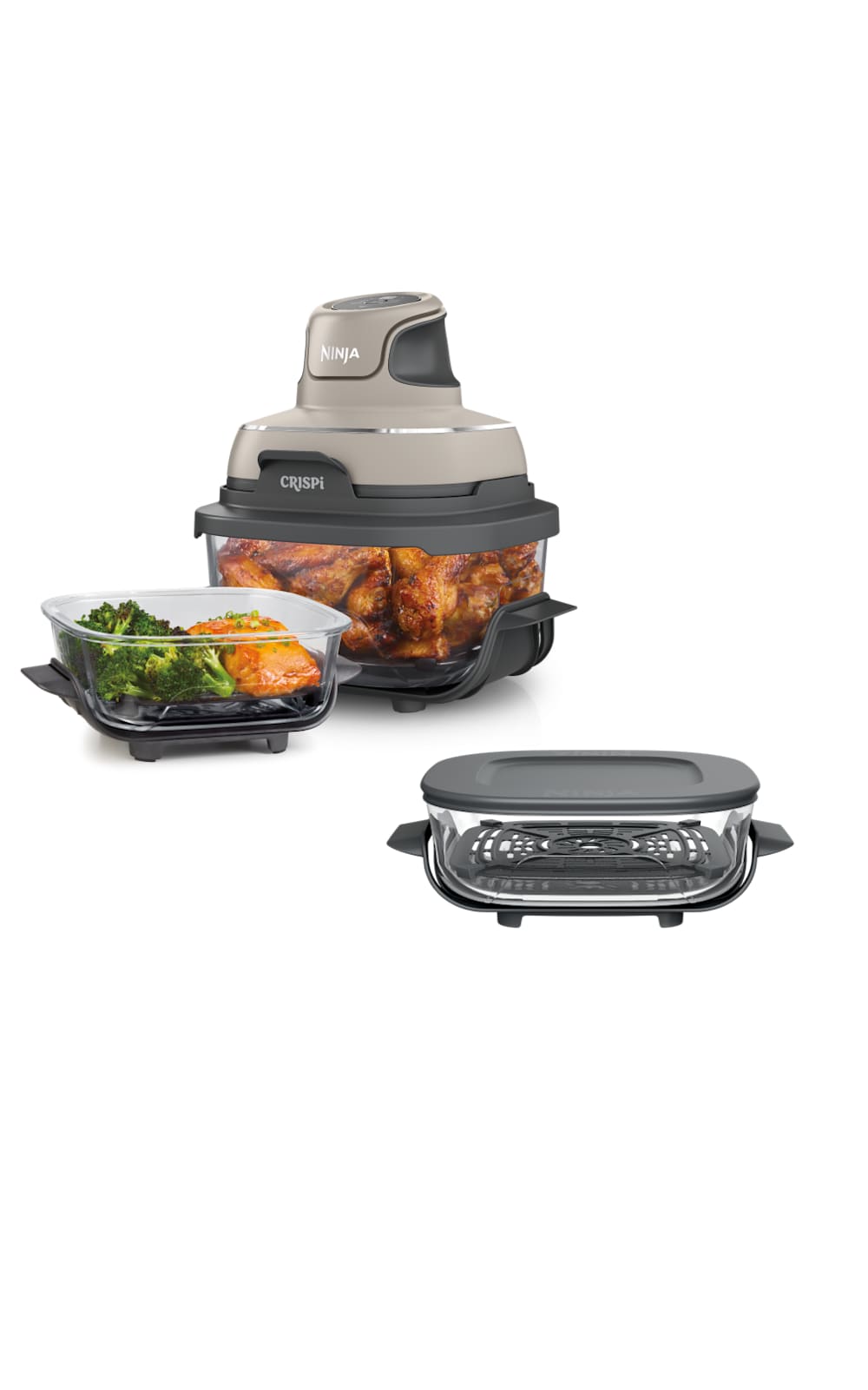 Ninja Crispi® 4-in-1 Portable Glass Air Fryer Cooking System Stone