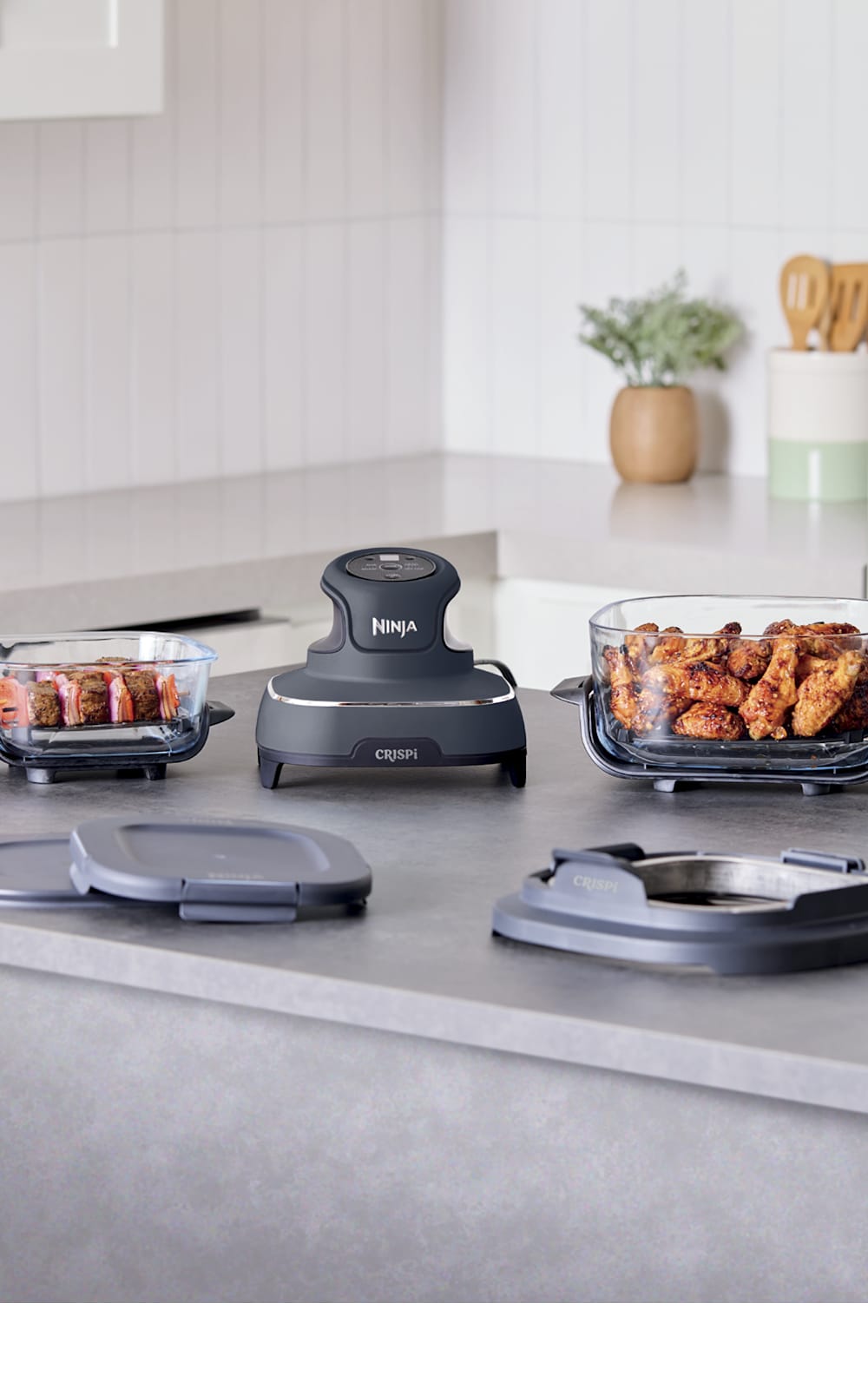 Ninja Crispi® 4-in-1 Portable Glass Air Fryer Cooking System Stone
