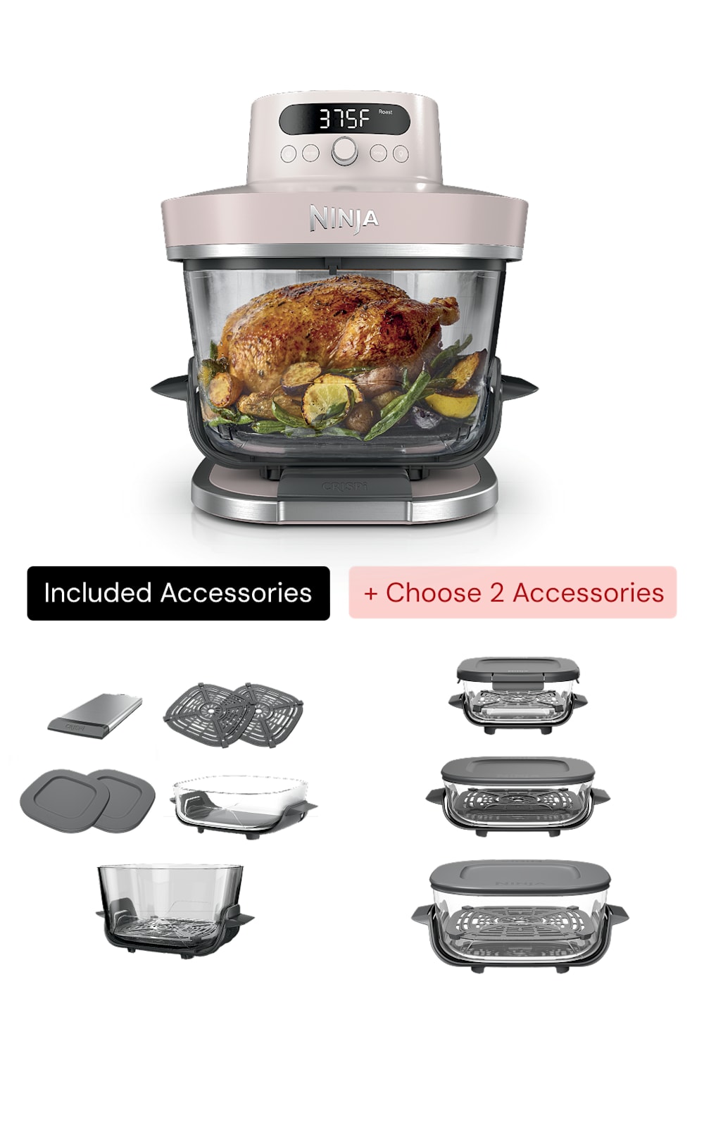 Build Your Own Ninja Crispi® Pro 6-in-1 Glass Countertop Air Fryer, Rose Quartz