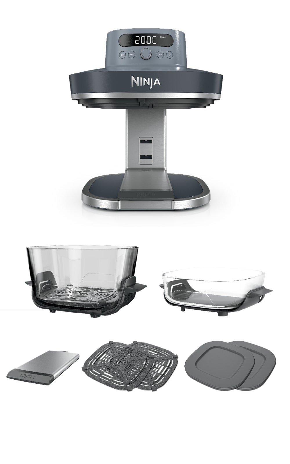 Ninja Crispi® Pro 6-in-1 Glass Countertop Air Fryer, Cyberspace
