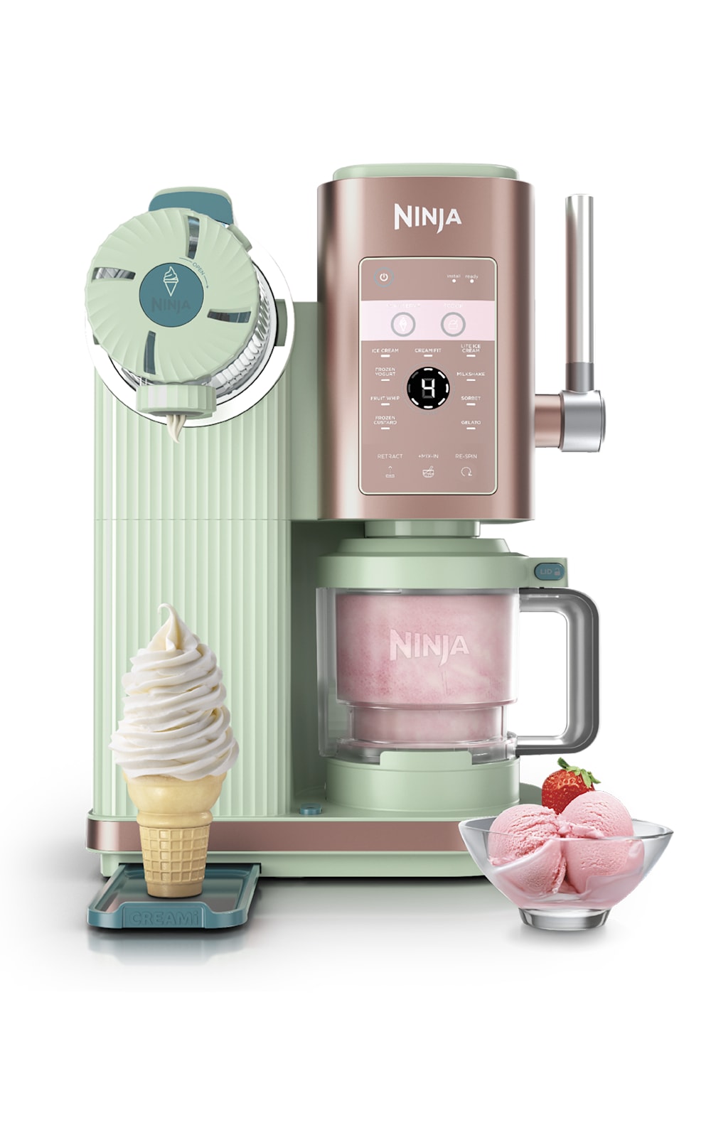 Ninja® CREAMi® Scoop & Swirl 13-in-1 Ice Cream and Soft Serve Maker, Frosted Strawberry Matcha