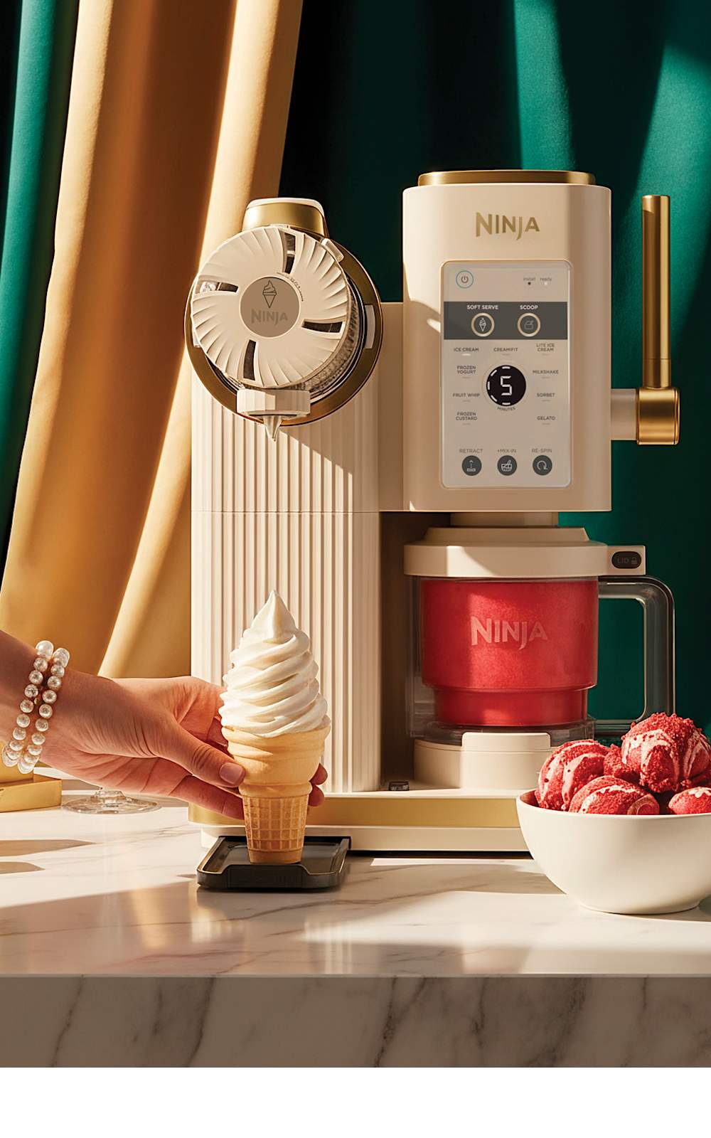 Ninja® CREAMi® Scoop & Swirl 13-in-1 Ice Cream and Soft Serve Maker, Frosted Strawberry Matcha