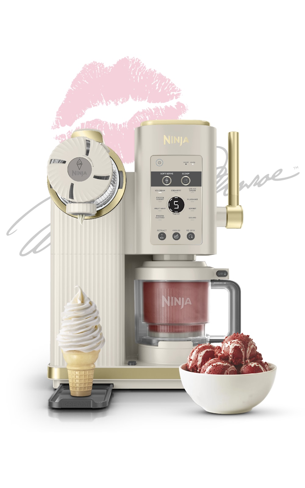 Ninja® CREAMi® Scoop & Swirl 13-in-1 Ice Cream and Soft Serve Maker, Frosted Strawberry Matcha